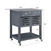 FONTOI Mobile Rolling Kitchen Island, Trolley Serving Cart with Underneath Drawer & Slide-Out Wire Storage Basket, Grey, 22.05"*36.07"*29.93" - 3 of 4