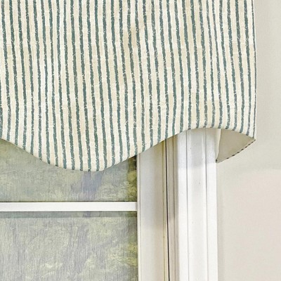 Ocean Blue Striped Rod Pocket Window Valance