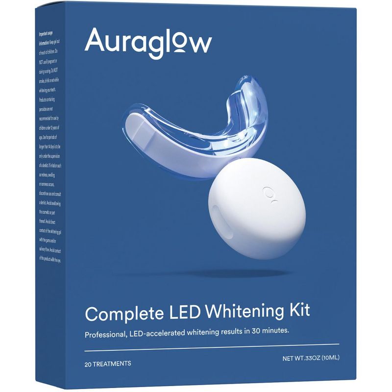 Auraglow Complete LED Teeth Whitening Kit, Whitens Teeth Fast, 20 Whitening Treatments, 1 of 8