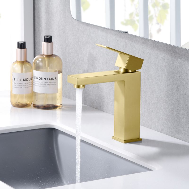Sumerain Brushed Gold Bathroom Sink Faucet Single Hole Vanity Faucet Stainless Steel, Single Handle, 3 of 9