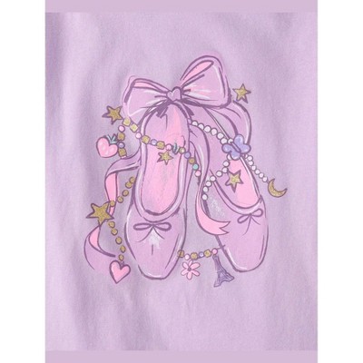 The Children's Place Girls Short Sleeve Ballet Slippers Graphic Tee Purple M (7/8) — фото 2