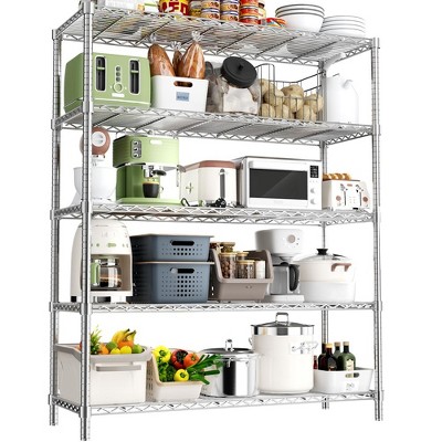 5-Tier Adjustable Storage Shelves Heavy Duty for Kitchen, Pantry, Warehouse, Basement
