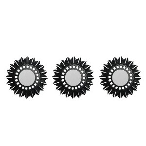 Northlight Set of 3 Floral Sunburst Matte Black Round Mirrors 9.5 - 1 of 4