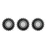 Northlight Set of 3 Floral Sunburst Matte Black Round Mirrors 9.5