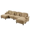Classic U-Shaped 4-Seater Modular Sectional Sofa with Flared Arms & Ottomans - 3 of 4