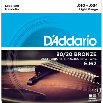 D'Addario EJ62 80/20 Bronze Mandolin Strings, Light, 10-34