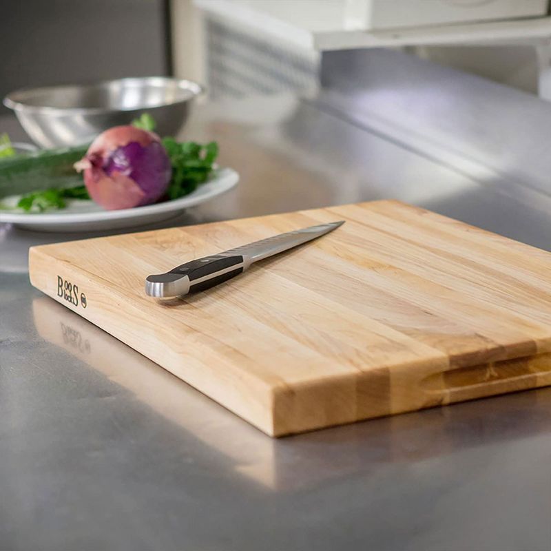 John Boos Platinum Commercial Edge Grain Maple Wood Reversible Food Prep Cutting Board Block with Side Handles, 5 of 8