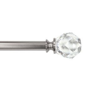 Decorative Drapery Curtain Rod with Faceted Crystal Finials Brushed Nickel - Lumi Home Furnishings - 1 of 4