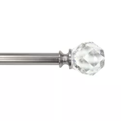 36"-66" Decorative Drapery Curtain Rod with Faceted Crystal Finials Brushed Nickel - Lumi Home Furnishings