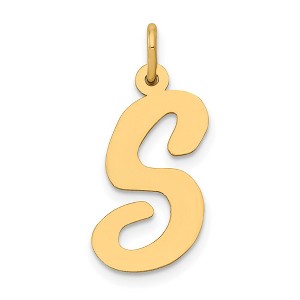 Black Bow Jewelry 14k Yellow Gold Madison Collection LG Classic Script Initial S Pendant - 1 of 4