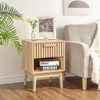 Boho Nightstand, Small Side Table Night Stand with Drawer Open Shelf, Bedside End Table with Wood Strip Decorated Drawer - 2 of 4