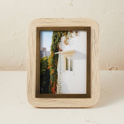 Photo 1 of 8 x 10 Rattan/Glass Photo Frame Beige - Opalhouse designed with Jungalow