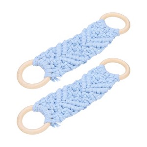 Unique Bargains Woven Cotton Rope Wooden Rings Handmade Towel Rings - 1 of 4