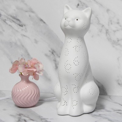 White Porcelain Kitty Cat Shaped Night Light