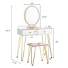 Tangkula Vanity Table Set Makeup Dressing Table Desk with Touch Screen Mirror White - 4 of 4