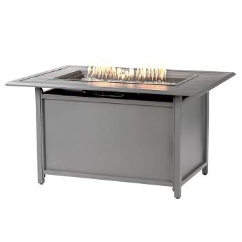 46" x 31" Rectangular Aluminum 55000 BTUs Propane Fire Table with 2 Covers - Oakland Living
