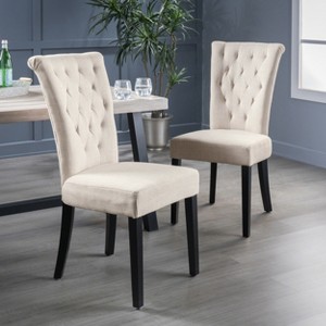 Vynxaria French Country KD Dining Chair Set - Elegant Upholstered Chairs with Weathered Finish - 1 of 4