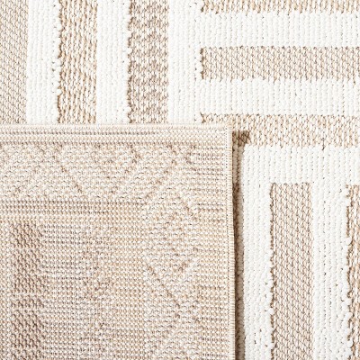 Ivory Boho-Chic 54" Indoor-Outdoor Easy Care Area Rug