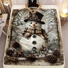 Lomsoe Snowman in Forest Pattern Blanket - Flannel Throw with Snowman, Top Hat & Plaid Scarf - Christmas Winter Home Decor Gift. - 3 of 4