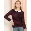 INSPIRE CHIC Women's Peter Pan Collar Contrast Puff Sleeve Plaid Blouse - 2 of 4