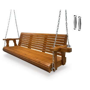 Fortune Candy Wooden Porch Swing 2-Seater/3-Seater for Outdoor Patio Garden Yard (5 ft.) - 1 of 4
