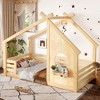 Hrinhom Twin Size House Floor Bed,Solid Wood House Bed - 3 of 4