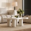 Chic Crate - White/Cream Nesting Coffee Tables Set of 2, 2 in 1 Modern Irregular Glass Top End Table, Easy Living Room Assembly - 2 of 4