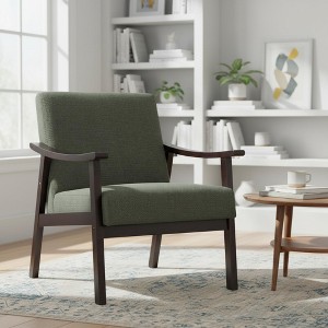 Homy Casa Modern Upholstered Accent Chair with Curved Wood Arms for Living Room or Bedroom - 1 of 4