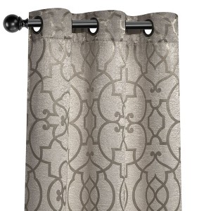 Kate Aurora 2 Piece Geo Sheen Palladian Grommet Top 88% Blackout Curtain Panels - 84 in. Long - 1 of 4