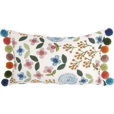 Mina Victory Life Styles Pom Pom Multicolor Throw Pillow - 12" x 20"