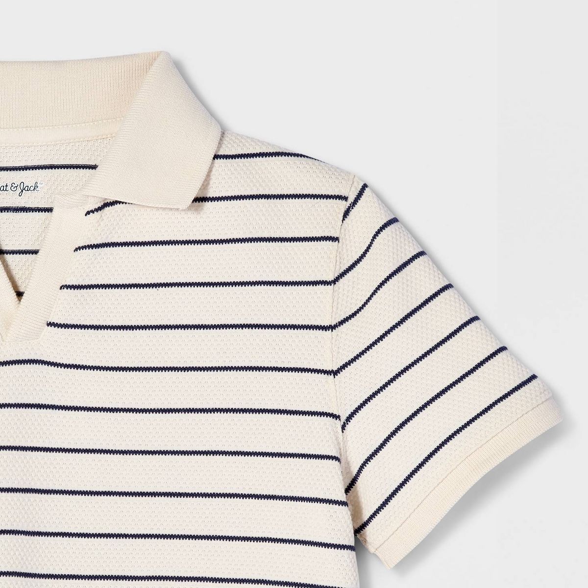 Boys' Short Sleeve Johnny Collar Striped Textured Polo Shirt - Cat & Jack™ - thumbnail 6