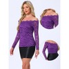 Allegra K Women's Off Shoulder Floral Lace Sheer Long Sleeves Lined Casual Blouse - 2 of 4