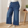 Agnes Orinda Women's Plus Size Casual Stretch Washed Pockets Wide Leg Palazzo Denim Jeans - 2 of 4