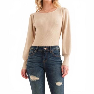 Women's Balloon Puff Sleeve Rib Bodysuit - And The Why - 1 of 4