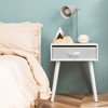 Costway Mid-Century Nightstand End Accent Bedside Table W/ Fabric Drawer Rustic White - 3 of 4