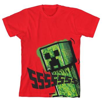 Minecraft Creeper Ssssssss Youth Boy's Red T-Shirt