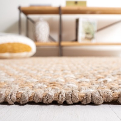 Ivory and Natural Handwoven Jute 6' x 9' Area Rug