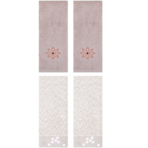 REGALWOVEN 4 Pcs 100% Cotton Floral Embroidered Soft Absorbent Decorative Hand Towel - 1 of 4