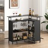 EROMMY L Shaped Bar Cabinet, 4-tier Bar Table With Wine Rack And Led Lights, Corner Bar Stand With Storage, Liquor Cabinet For Dining Room, Kitchen - 2 of 4