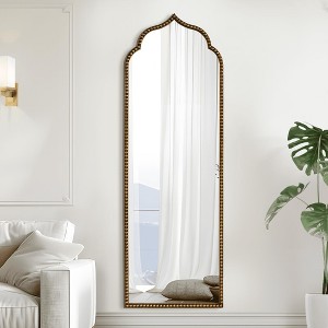 MAYEERTY Full-Length Mirror Iron Thai Beaded Right Angle Arch Gold 59x20x1in No Stand - 1 of 4