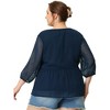 Agnes Orinda Women's Plus Size Chiffon Babydoll Long Sleeve V Neck Swiss Dots Blouses - 4 of 4