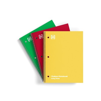 TRU RED 1-Subject Notebook 8" x 10.5" College Ruled 70 Sheets Assorted Colors TR58375M