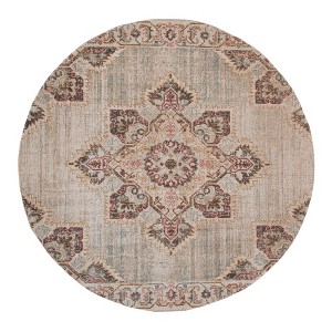 Beige Rust And Teal Medallion Area Rug - 1 of 4