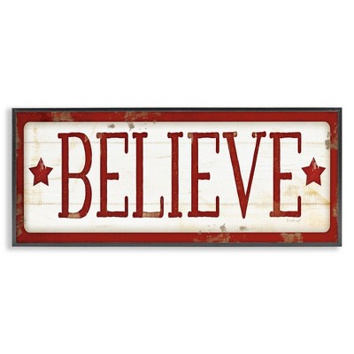 Stupell Industries Believe Red Christmas Phrase, 30" x 13"