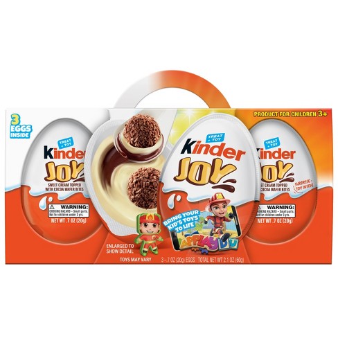 Kinder Joy Sweet Cream Topped with Cocoa Wafer Bites Chocolate Treat + Toy  - 2.1oz/3pk