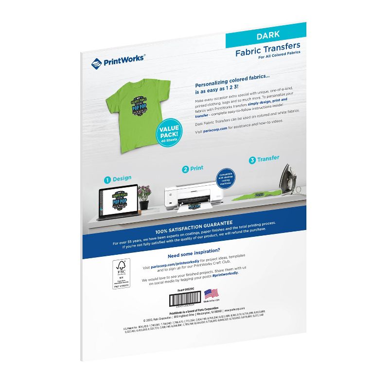 40 Sheets Dark T-Shirt Transfers for Inkjet Printers 8.5&#34;x11&#34; - PrintWorks, 3 of 8