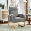 Glider Chairs,Modern Rocking Chair,Rocking Glider Chair for Nursery,Wingback Accent Rocker Chair Upholstered Tall Back Arm Chair w/Side Pockets - 2 of 4