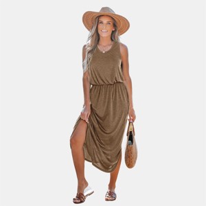 Women's Scoop Neck Side Slit Maxi Dress - Cupshe - 1 of 4