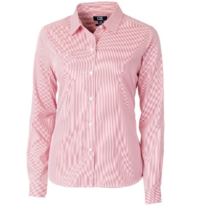 Cutter & Buck Versatech Pinstripe Stretch Womens Long Sleeve Dress Shirt