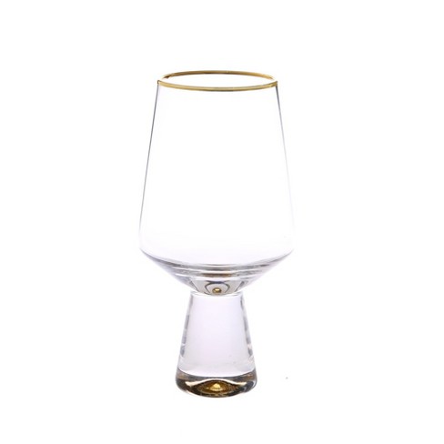 Classic Touch Set Of 6 Water Glasses With Gold Base And Rim 6.5"h : Target